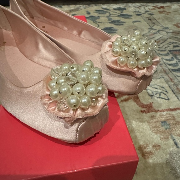 Kate Spade Pink Satin Ballet Flats with Crystal Embellishment - Picture 6 of 8